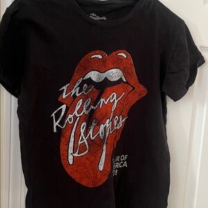 The Rolling Stones Black Tee with Red and White Logo